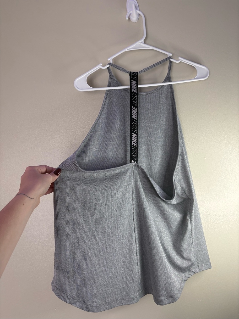 Nike Women's Light Gray Racerback Performance Tank - Picture 2 of 3